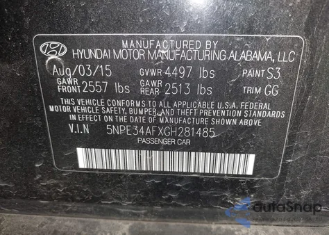 2016 Hyundai Sonata Limited from USA, damaged, VIN 5NPE34AFXGH281485